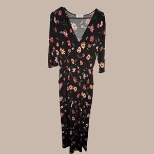 Floral print black jumpsuit